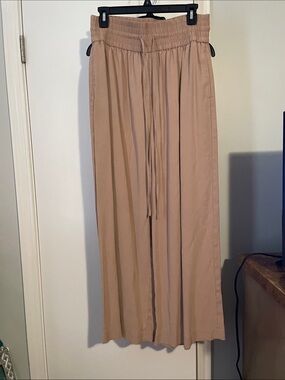 Elastic Waist Wide Leg Pants in Tan